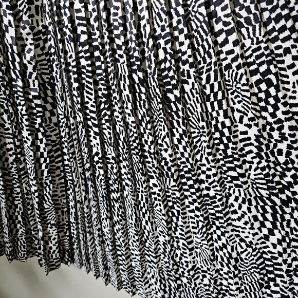 EUC VINTAGE EVAN PICONE ACCORDION BLACK WHITE PRINT MAXI SKIRT SIZE 8 / M - Picture 4 of 12